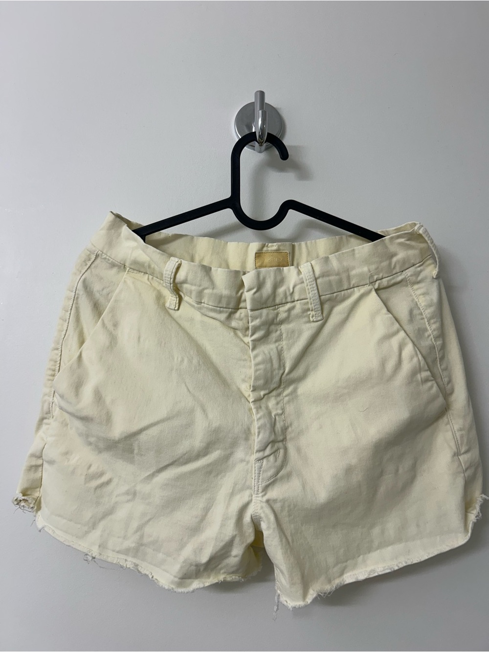 MOTHER Denim Cut Off Fray Hem Shorts Pastel Yellow Size 6